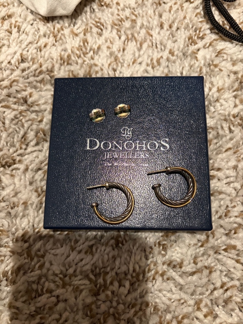 Donohos Jewellers David Yurman Twisted Sterling Silver/Gold Hoop Earrings